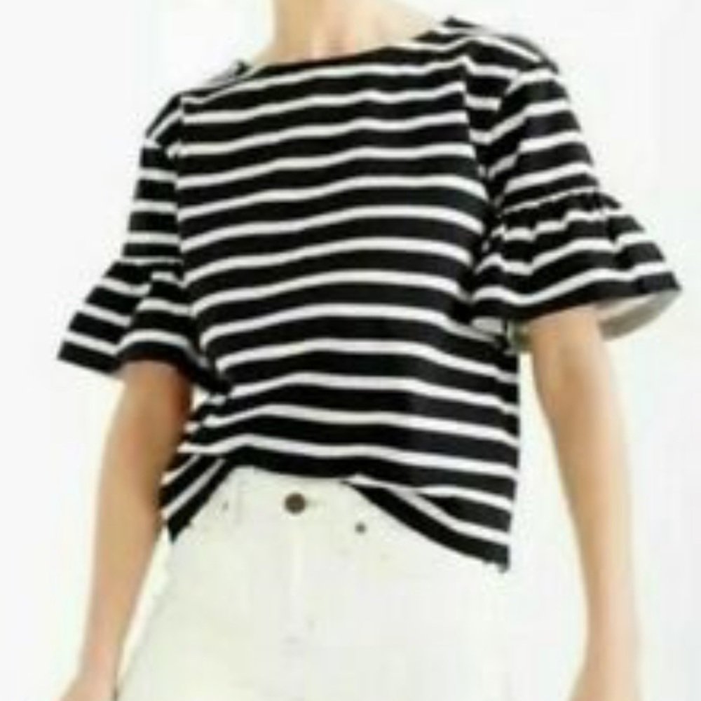 JCrew striped bell sleeve top